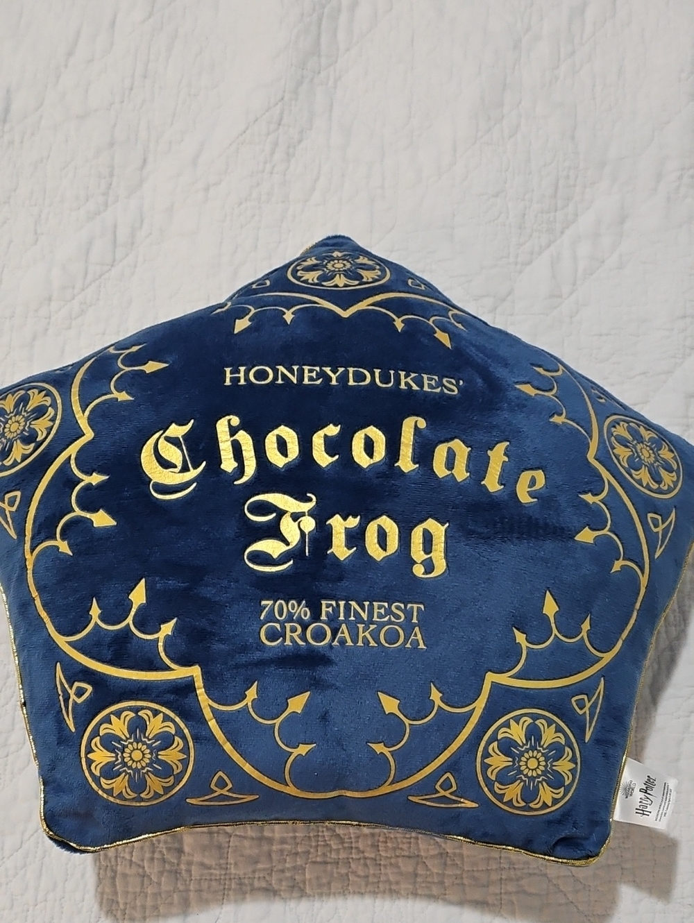 Warner Bros. Harry Potter Velvet Pillow - Navy & Gold Trim
